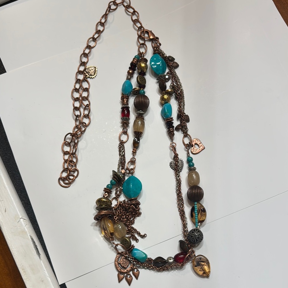 Chico's Bohemian Blue and Brown Necklace‎